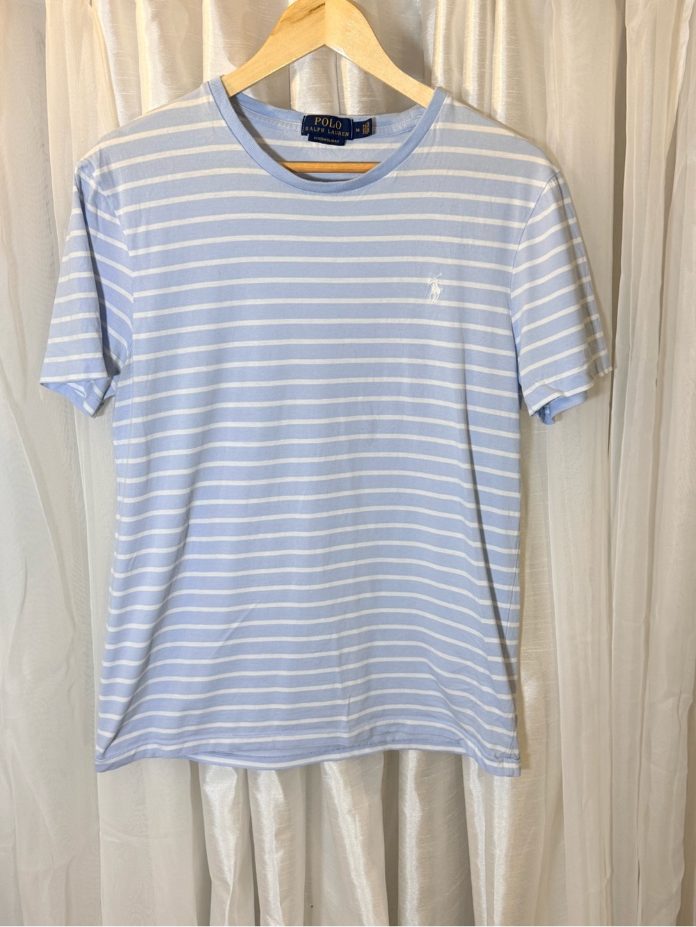 Polo by Ralph Lauren Light Blue & White Striped Crewneck T-Shirt